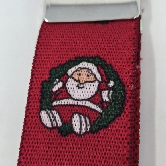 VINTAGE RED SANTA CLAUS CHRISTMAS STRETCH SUSPENDERS ADJUSTABLE UNISEX GERMANY - Picture 8 of 11
